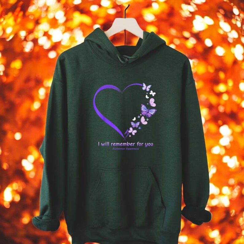 I Will Remember For You Purple Butterfly Alzheimers Awareness T Shirt Product Photo 2