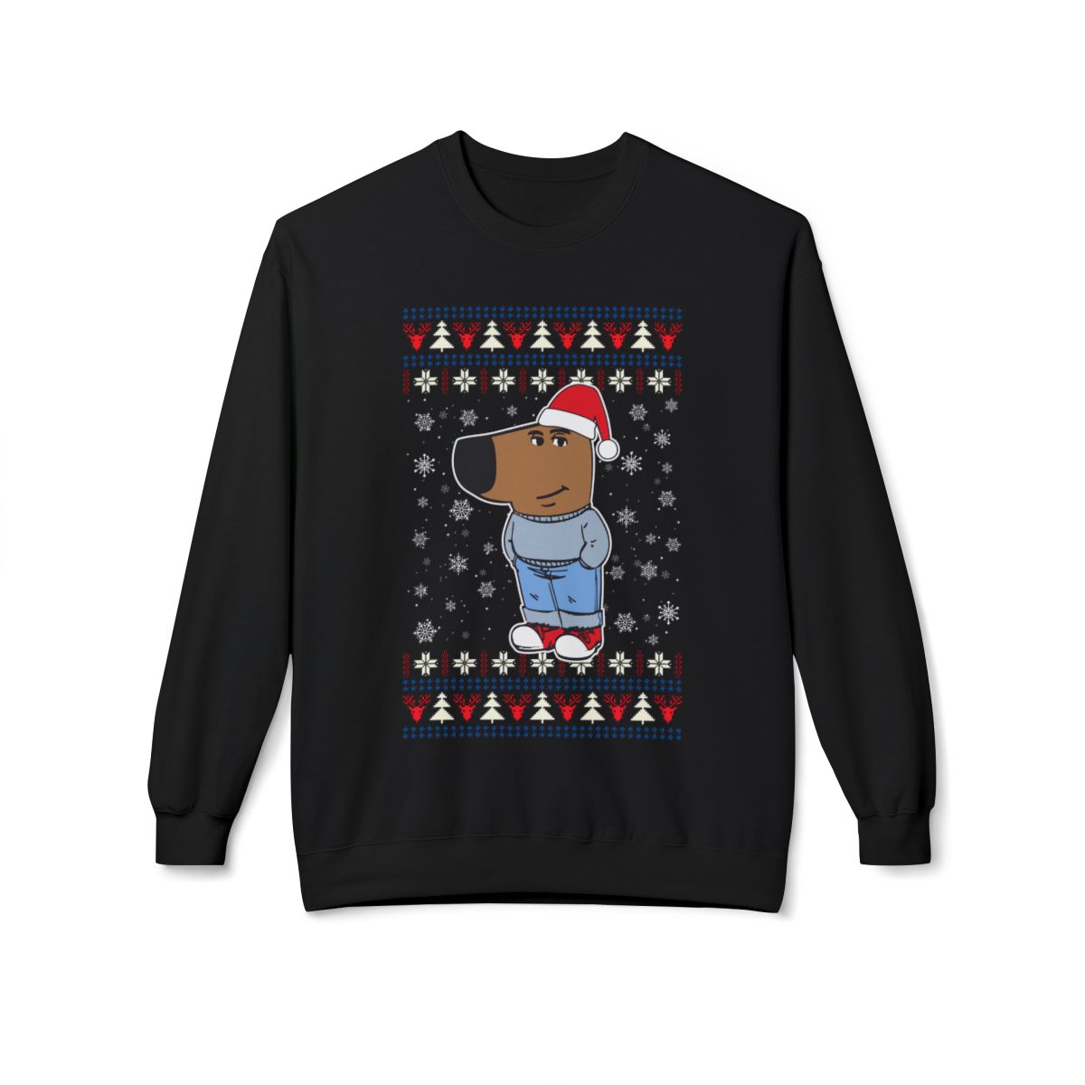 I'm Just A Chill Guy My New Character, Santa Dog Viral Meme Coin Chillguy Funny Internet Meme Ugly Christmas Sweater Sweatshirt New Product Photo 2