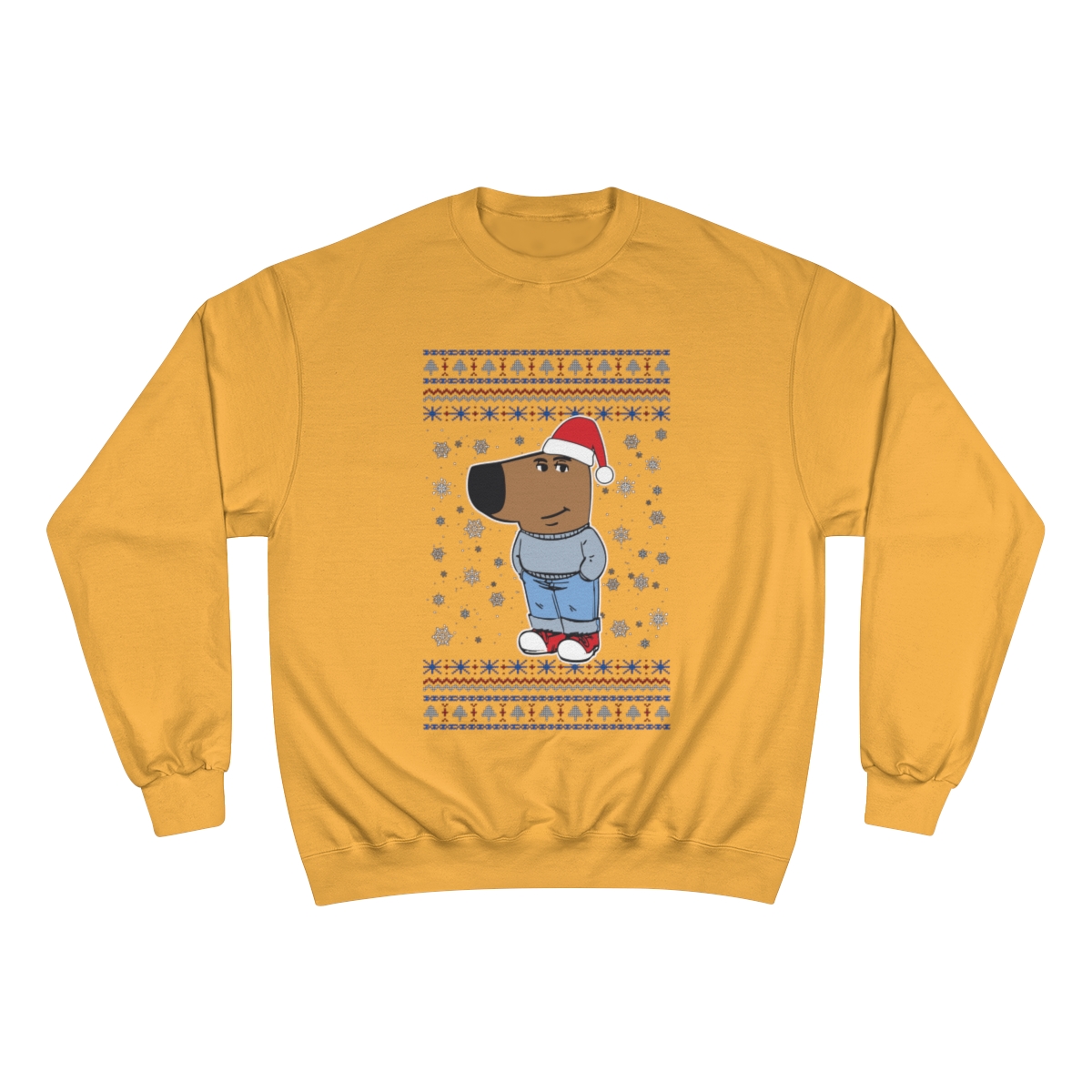 I'm Just A Chill Guy My New Character, Santa Dog Viral Meme Coin Chillguy Funny Internet Memes Christmas Pattern Ugly Christmas Sweater Crewneck Sweatshirt Product Photo 2