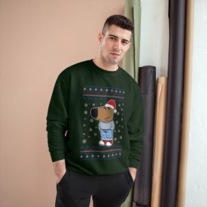 I'm Just A Chill Guy My New Character, Santa Dog Viral Meme Coin Chillguy Funny Internet Memes Christmas Pattern Ugly Christmas Sweater Crewneck Sweatshirt Product Photo 3