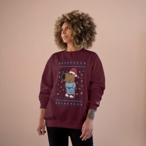 I'm Just A Chill Guy My New Character, Santa Dog Viral Meme Coin Chillguy Funny Internet Memes Christmas Pattern Ugly Christmas Sweater Crewneck Sweatshirt Product Photo 5