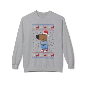 I'm Just A Chill Guy My New Character, Santa Dog Viral Meme Coin Chillguy Funny Internet Memes New Designs Ugly Christmas Sweater Crewneck Sweatshirt Product Photo 3