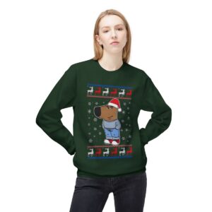 I'm Just A Chill Guy My New Character, Santa Dog Viral Meme Coin Chillguy Funny Internet Memes New Designs Ugly Christmas Sweater Crewneck Sweatshirt Product Photo 4