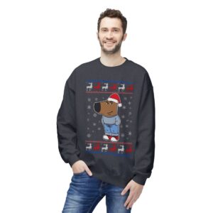 I'm Just A Chill Guy My New Character, Santa Dog Viral Meme Coin Chillguy Funny Internet Memes New Designs Ugly Christmas Sweater Crewneck Sweatshirt Product Photo 5