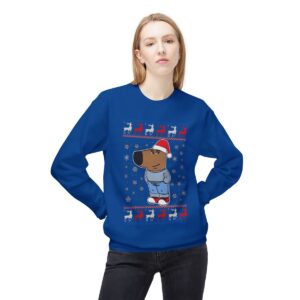 I'm Just A Chill Guy My New Character, Santa Dog Viral Meme Coin Chillguy Funny Internet Memes New Designs Ugly Christmas Sweater Crewneck Sweatshirt Product Photo 6