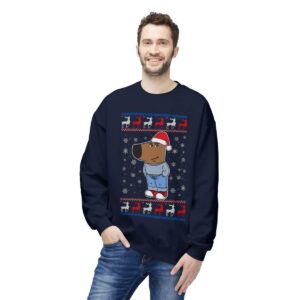 I'm Just A Chill Guy My New Character, Santa Dog Viral Meme Coin Chillguy Funny Internet Memes New Designs Ugly Christmas Sweater Crewneck Sweatshirt Product Photo 7