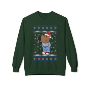 I'm Just A Chill Guy My New Character, Santa Dog Viral Meme Coin Chillguy Funny Internet Memes Ugly Christmas Sweater Crewneck Sweatshirt Product Photo 4