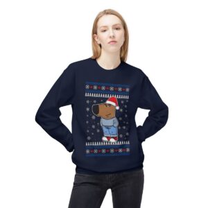 I'm Just A Chill Guy My New Character, Santa Dog Viral Meme Coin Chillguy Funny Internet Memes Ugly Christmas Sweater Crewneck Sweatshirt Product Photo 7