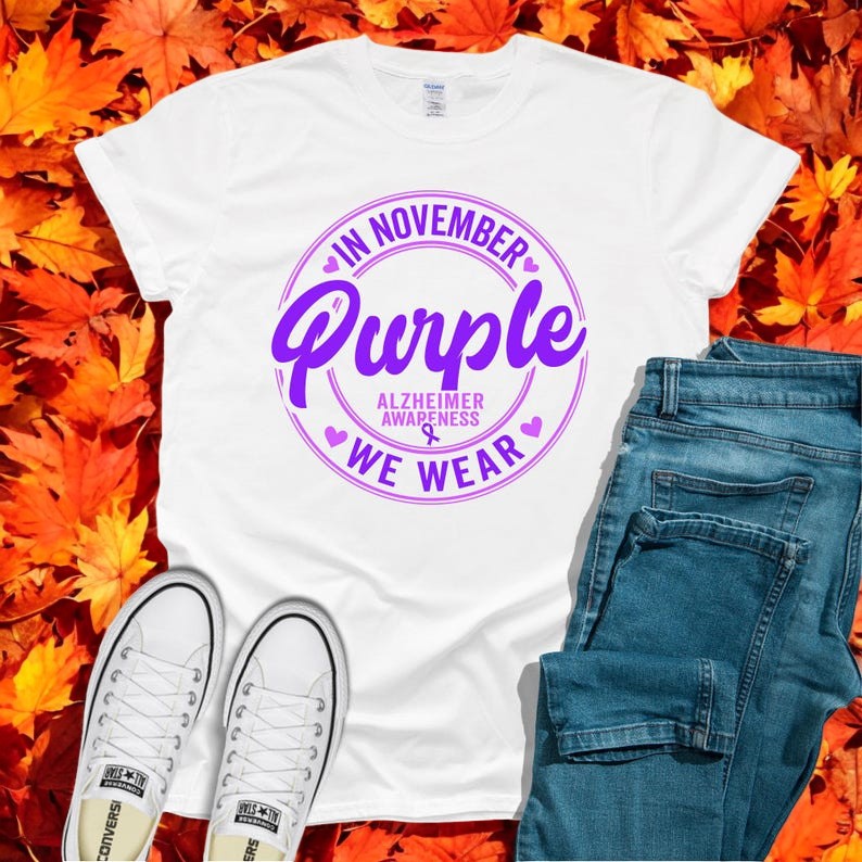 In November We Wear Purple For Alzheimer Awareness Shirt Product Photo 2