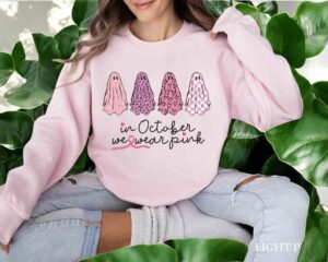 In October We Wear Pink Breast Cancer Support Squad Sweatshirt Product Photo 3