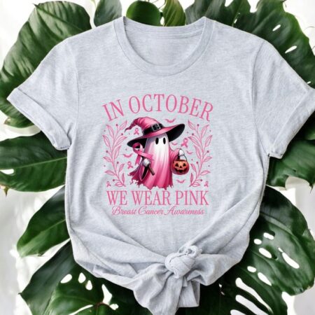 In October We Wear Pink Ghost Shirt Product Photo 1