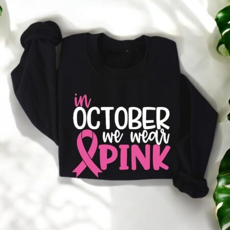 In October We Wear Pink Sweatshirt Product Photo 1