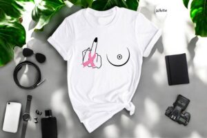 Middle Finger Breast Cancer Shirt Product Photo 3