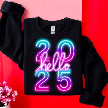 Neon Hello 2025 T Shirt Product Photo 1