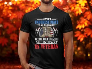 Never Underestimate An Old Man Who Defended Your Country Us Veteran T-Shirt Product Photo 3