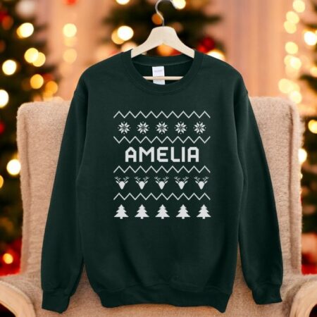 Personalized Name Couples Matching Ugly Christmas Sweatshirt Product Photo 1