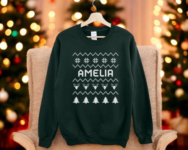 Personalized Name Couples Matching Ugly Christmas Sweatshirt Product Photo 1