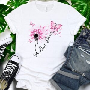 Pink Ribbon Sunflower Butterflies Fighting Cancer Shirt Product Photo 2