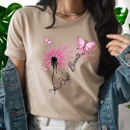 Pink Ribbon Sunflower Butterflies Fighting Cancer Shirt Product Photo 1