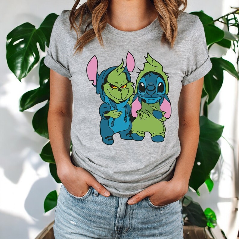 Stitch Grinch Cute Christmas T-Shirt Product Photo 2