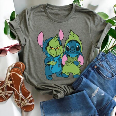 Stitch Grinch Cute Christmas T-Shirt Product Photo 1