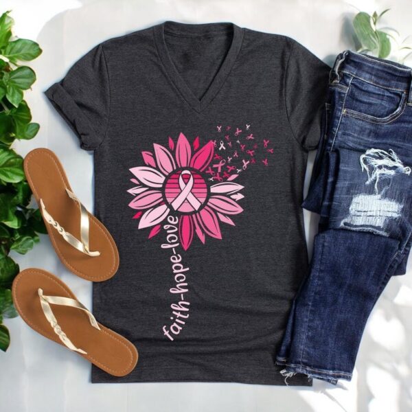 Sunflower Breast Cancer Faith Hope Love Shirt Product Photo 1