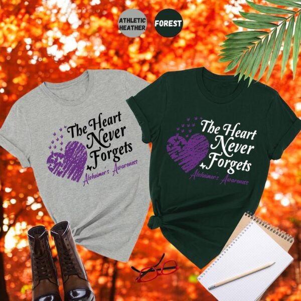 The Heart Never Forgets Alzheimers Disease Shirt Product Photo 1