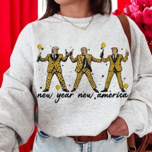 Tump Happy New Year 2025 Era Meet Me At Midnight Retro Disco Ball Yellow Trendy Shirt Product Photo 2