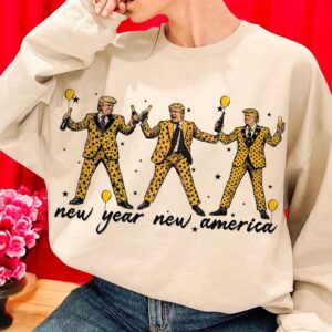 Tump Happy New Year 2025 Era Meet Me At Midnight Retro Disco Ball Yellow Trendy Shirt Product Photo 3