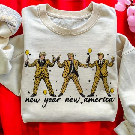 Tump Happy New Year 2025 Era Meet Me At Midnight Retro Disco Ball Yellow Trendy Shirt Product Photo 1