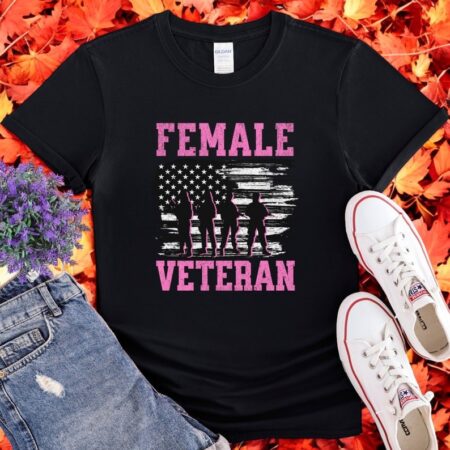 Us American Military Veteran Lady Retired Female Military Soldier T-Shirt Product Photo 1