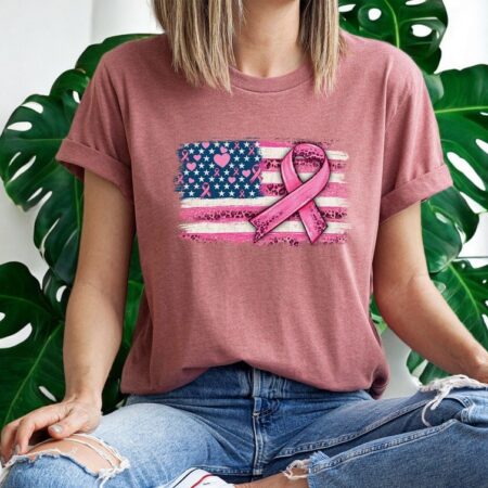 Us Flag Cancer Awareness Tshirt Product Photo 1