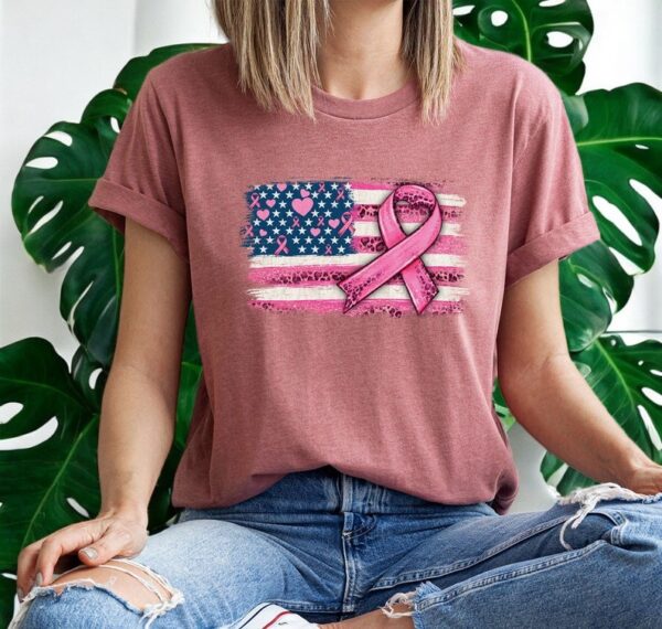 Us Flag Cancer Awareness Tshirt Product Photo 1