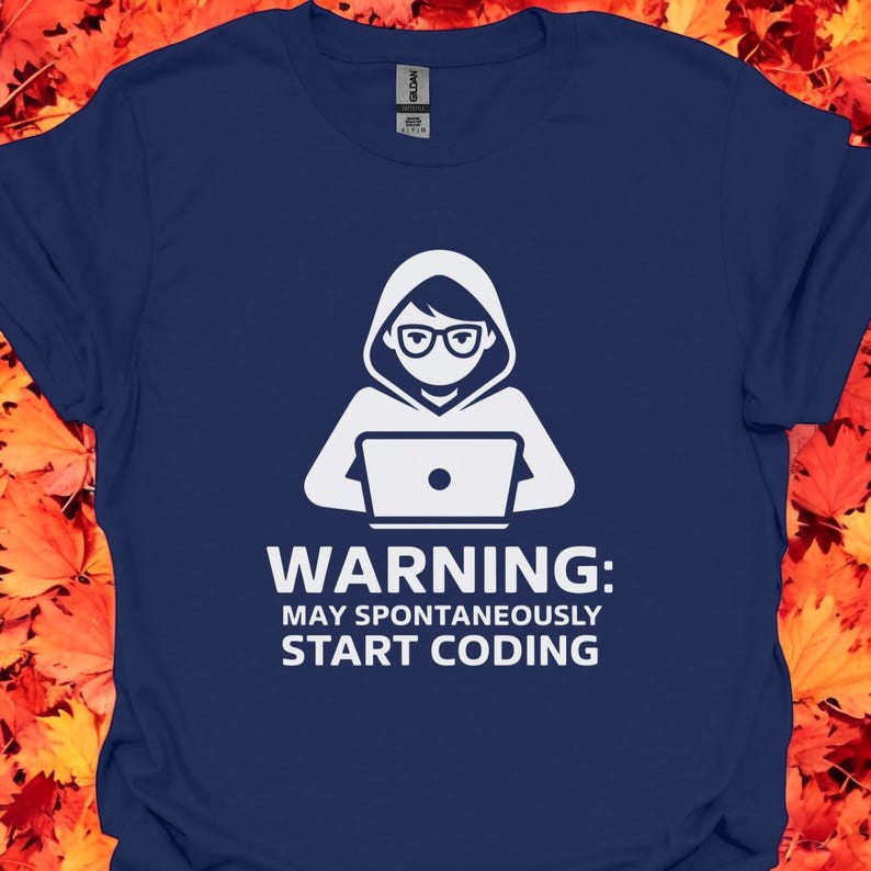 Warning May Spontaneously Start Coding Funny Programmer T-Shirt Product Photo 2