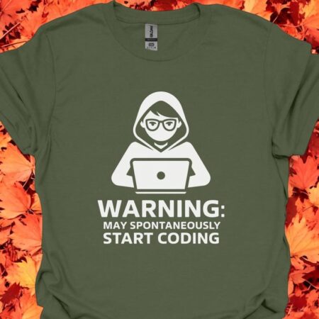 Warning May Spontaneously Start Coding Funny Programmer T-Shirt Product Photo 1