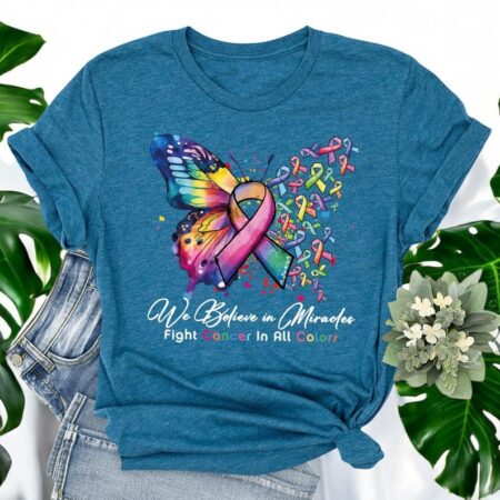 We Believe In Miraoles, Fight Cancer In All Colors Breast Cancer Shirt Product Photo 1