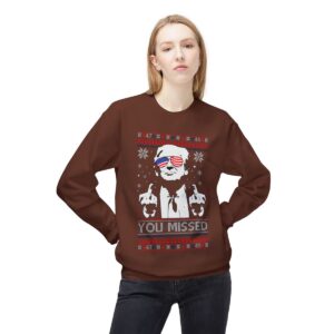 You Missed Funny 45 47 President Trump Shot Usa Glasses New Designs Ugly Christmas Sweater Sweatshirt Product Photo 2