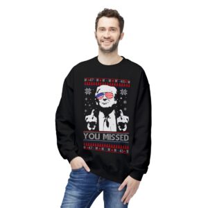 You Missed Funny 45 47 President Trump Shot Usa Glasses New Designs Ugly Christmas Sweater Sweatshirt Product Photo 3