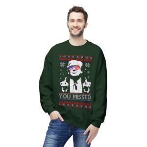 You Missed Funny 45 47 President Trump Shot Usa Glasses New Designs Ugly Christmas Sweater Sweatshirt Product Photo 5