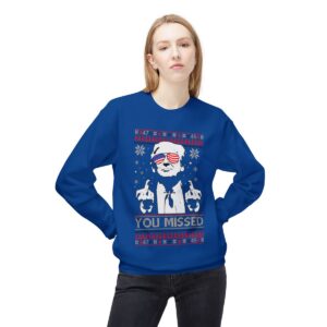 You Missed Funny 45 47 President Trump Shot Usa Glasses New Designs Ugly Christmas Sweater Sweatshirt Product Photo 7