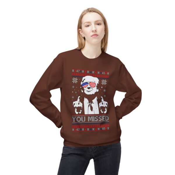 You Missed Funny 45 47 President Trump Shot Usa Glasses New Designs Ugly Christmas Sweater Sweatshirt Product Photo 1