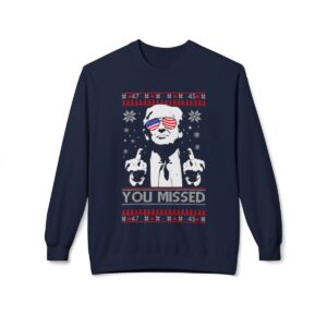 You Missed Funny 45 47 President Trump Shot Usa Glasses New Designs Ugly Christmas Sweater Sweatshirt Product Photo 8