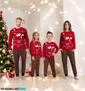 Christmas Cute Snoopy Plaid Pajama Pants Christmas Family Matching Set Gift For Your Family Product Photo 4