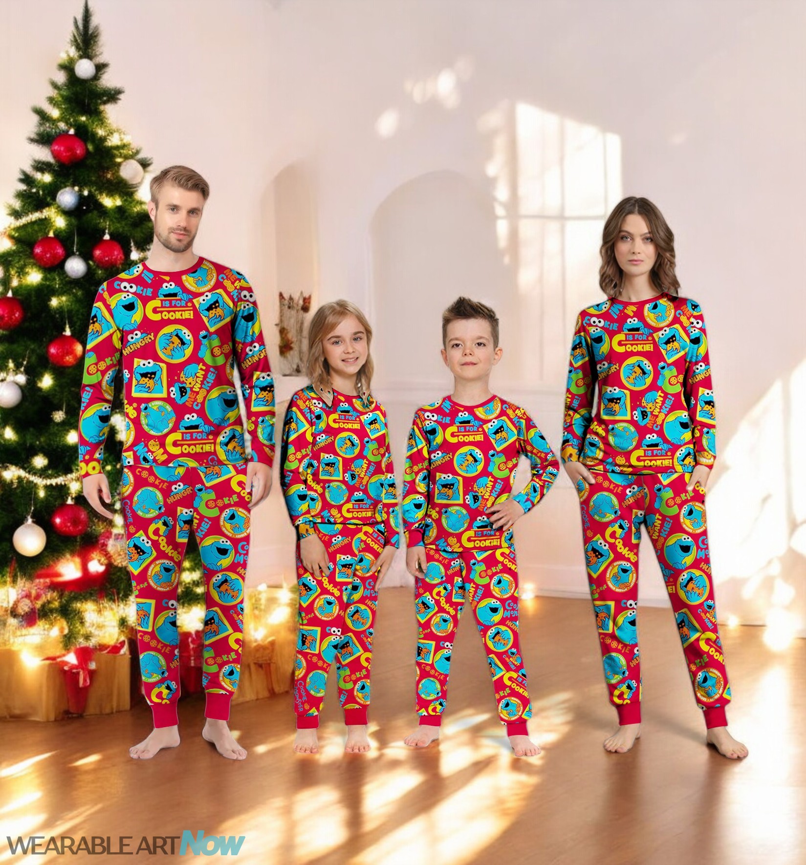 Cookie Monster Christmas Me Want Cookie Family Matching Pajama Se Product Photo 3