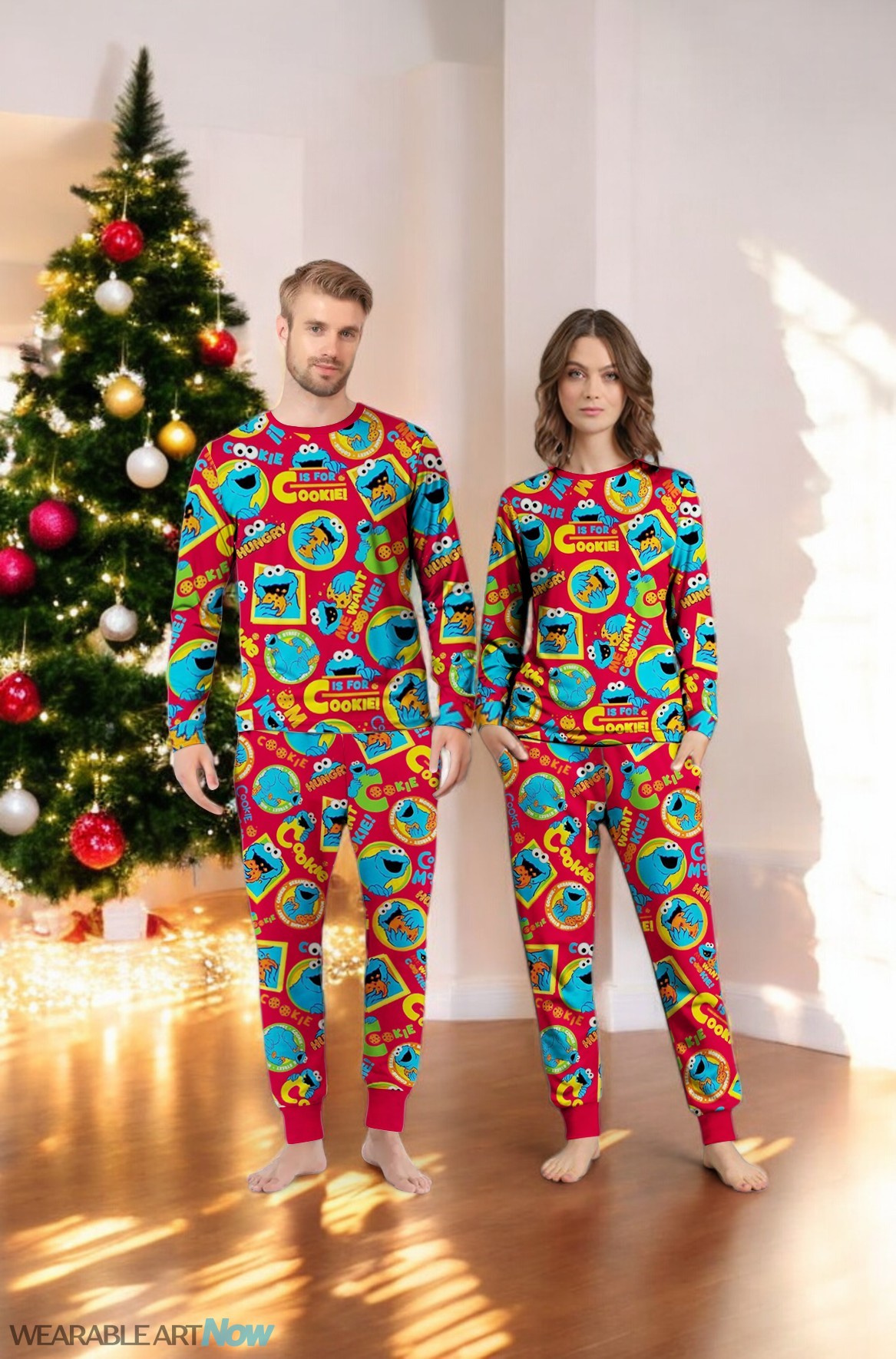 Cookie Monster Christmas Me Want Cookie Family Matching Pajama Se Product Photo 1