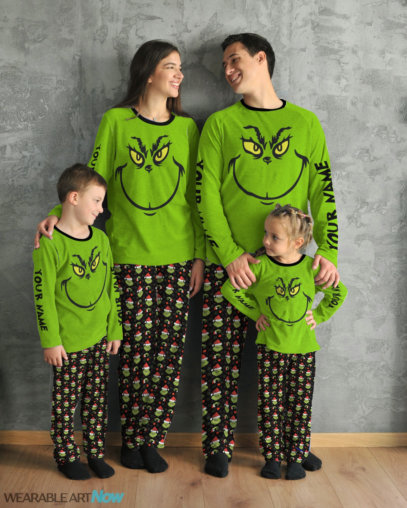 The Grinch Christmas Custom Name Pajamas Family Set Product Photo 2