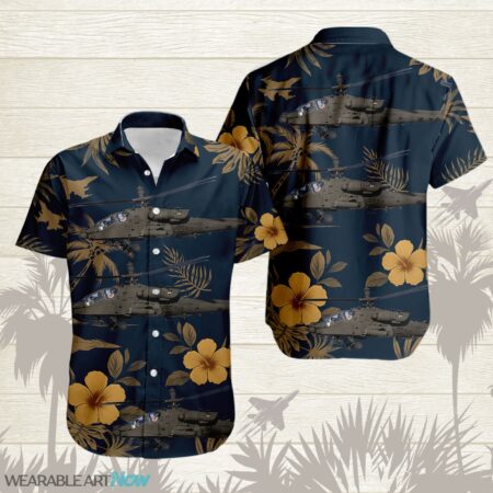 AH-64 Apache Military Helicopters Aircraft Tropical Floral Hawaiian Shirt Product Photo 1