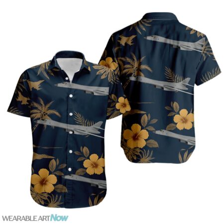 B-1B Lancer Bomber Aircraft Fighter Jet Tropical Floral Hawaiian Shirt Product Photo 1