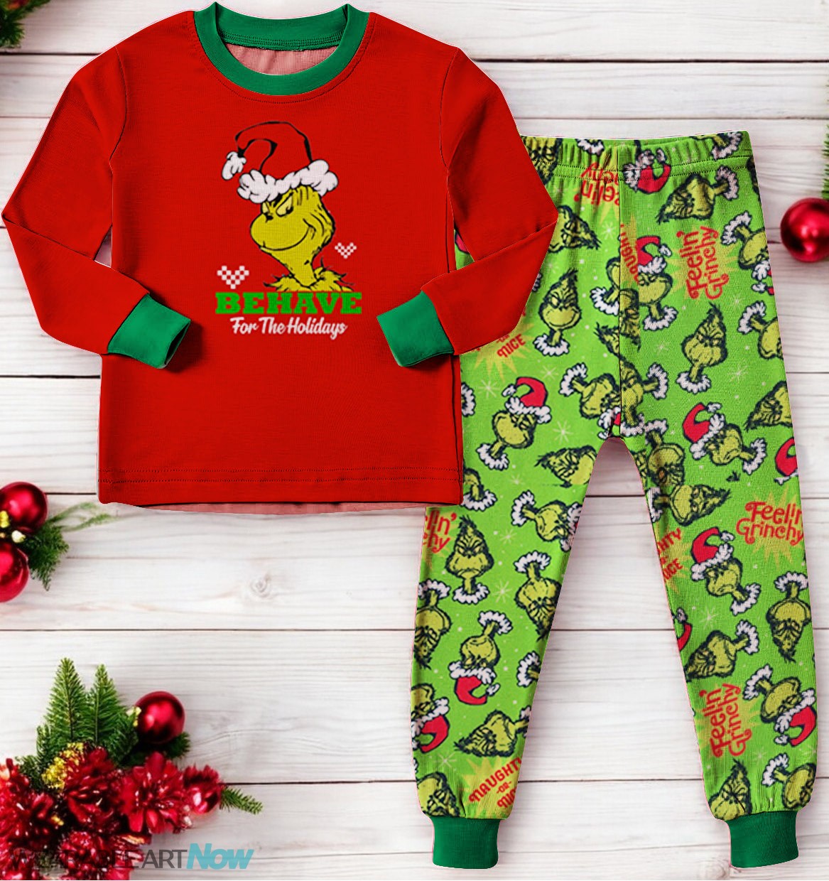 Behave For The Holidays Grinch Christmas Family Matching Pajama Set Product Photo 2