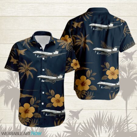 Boeing C-37 Aircraft Tropical Floral Hawaiian Shirt Product Photo 1